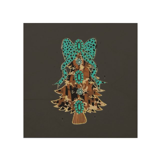 Turquoise western Christmas shirt Wood Wall Art (Front)