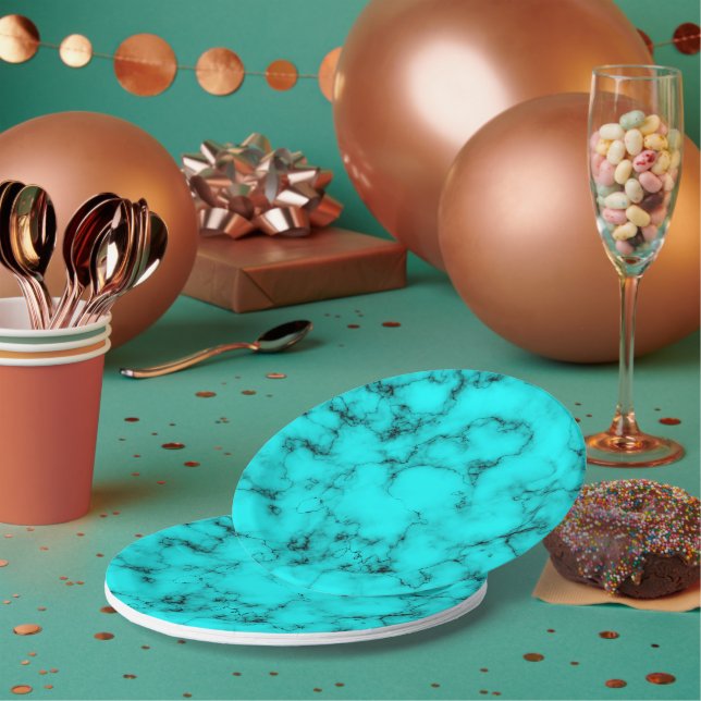 Turquoise western stone Southern jewel pattern Paper Plates (Multi)