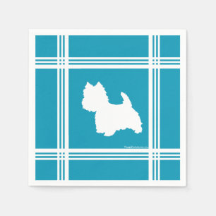 Turquoise Westies Paper Napkins