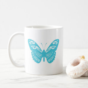 Turquoise Whimsical Butterfly Personalized Mug
