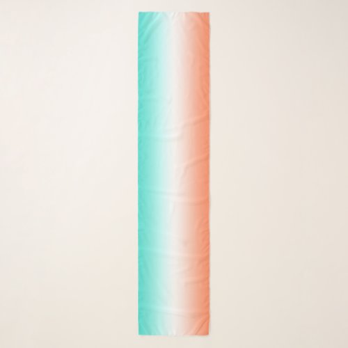 Turquoise White and Coral Ombre Scarf