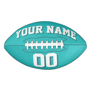 TURQUOISE WHITE AND DARK GRAY Custom Football