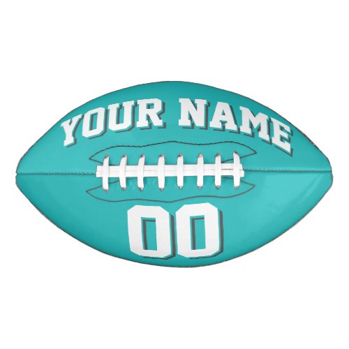 TURQUOISE WHITE AND DARK GRAY Custom Football