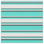 [ Thumbnail: Turquoise, White, and Dark Slate Gray Lines Fabric ]