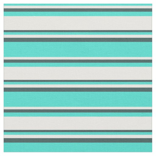 Turquoise, White, and Dark Slate Gray Lines Fabric