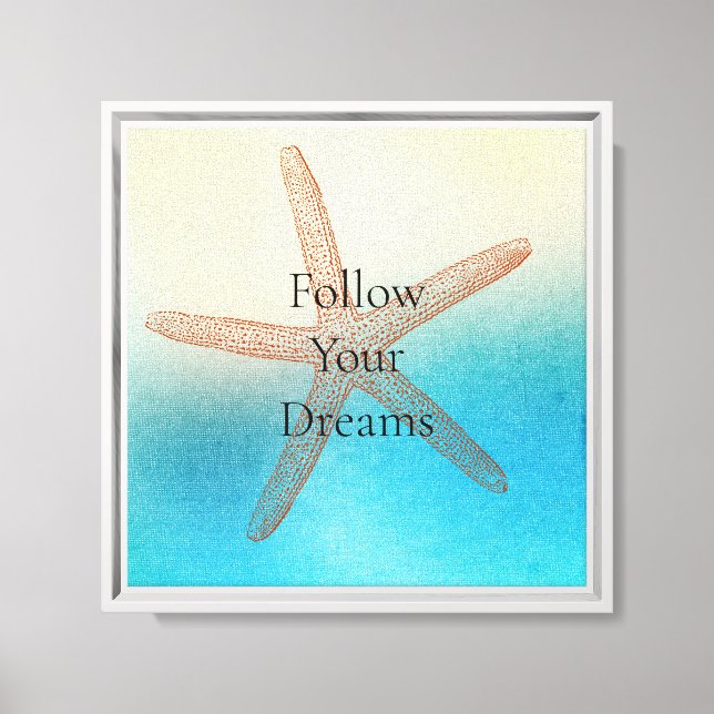 Turquoise White Aqua Blue Beach Starfish Canvas Print (Front)