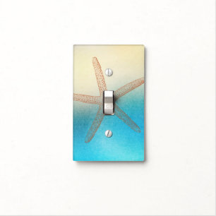 Turquoise White Aqua Blue Beach Starfish Light Switch Cover