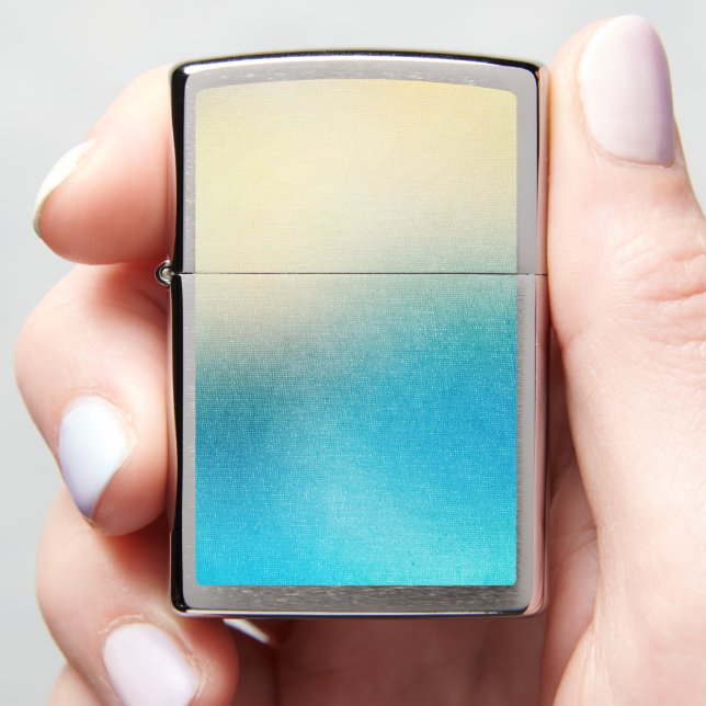 Turquoise White Aqua Blue  Zippo Lighter (In Hand)