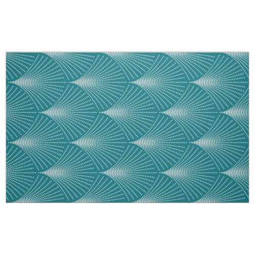 Turquoise  White Art_Deco Geometric Pattern Fabric