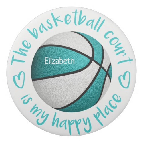 turquoise white basketball court my happy place eraser