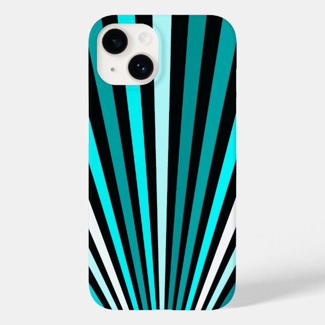 Turquoise White Black stripes Case-Mate iPhone Case (Back)