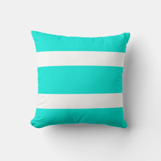 Turquoise & White Bold Striped Accent Pillow