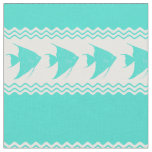 Turquoise White Coastal Angelfish Stripes Fabric