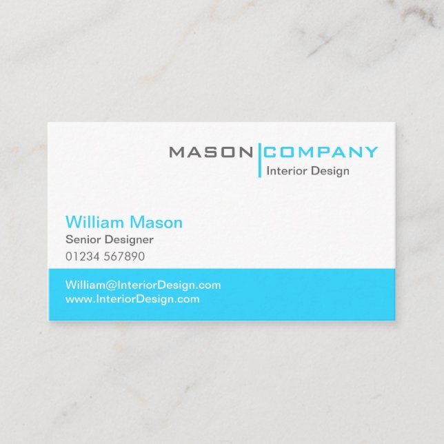 Turquoise & White Corporate Business Card (Front)