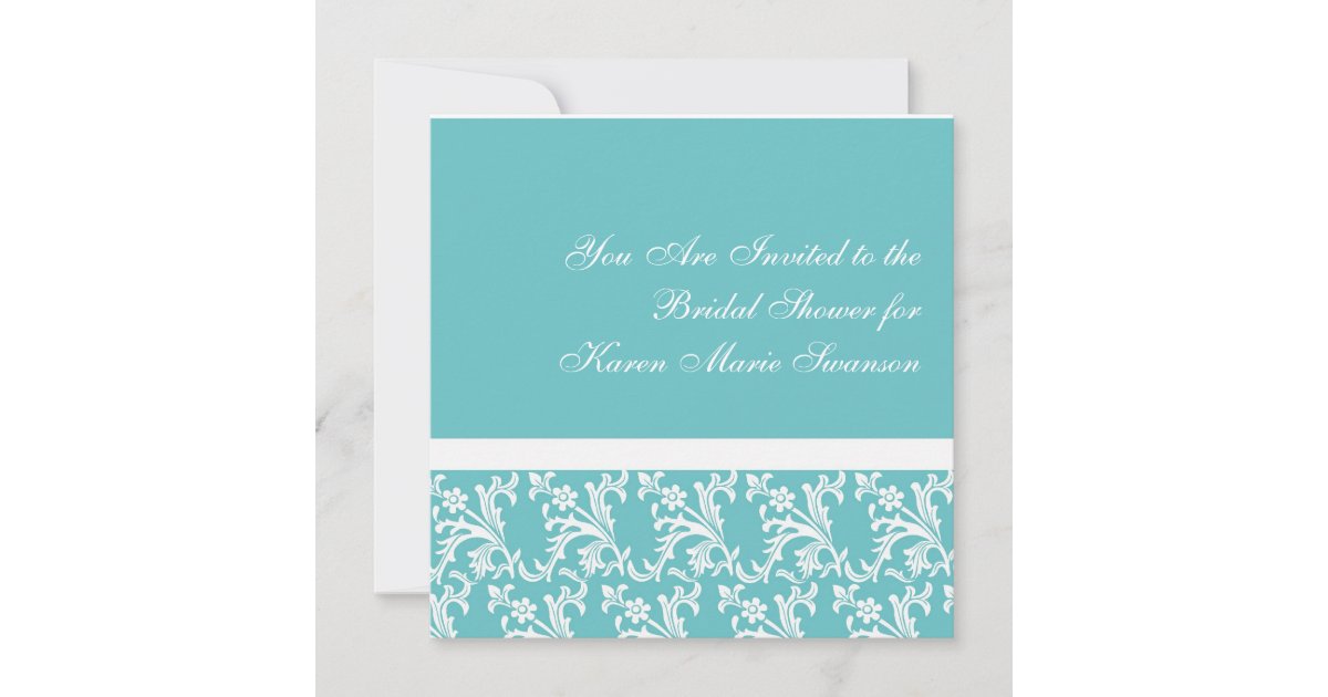 Turquoise & White Elegance Invitation Zazzle