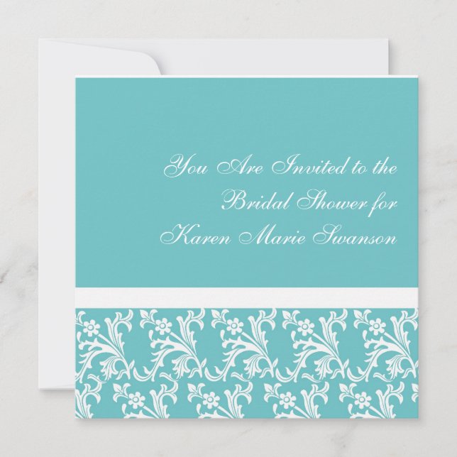 Turquoise & White Elegance Invitation (Front)
