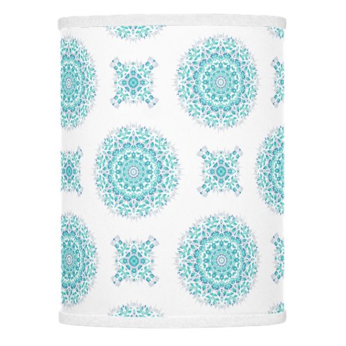 Turquoise White Floral Mandala Geometric Pattern Lamp Shade