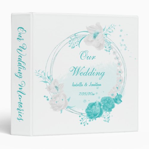 turquoise white floral wedding photo album