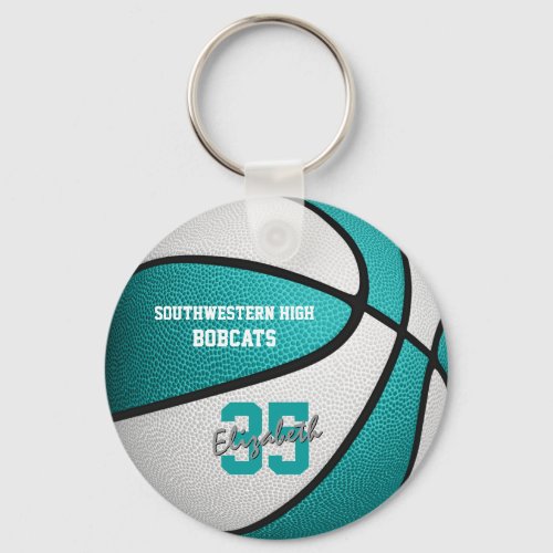 turquoise white girls basketball sports gifts keychain