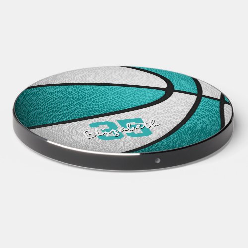 turquoise white girls basketball tech accessories wireless charger 