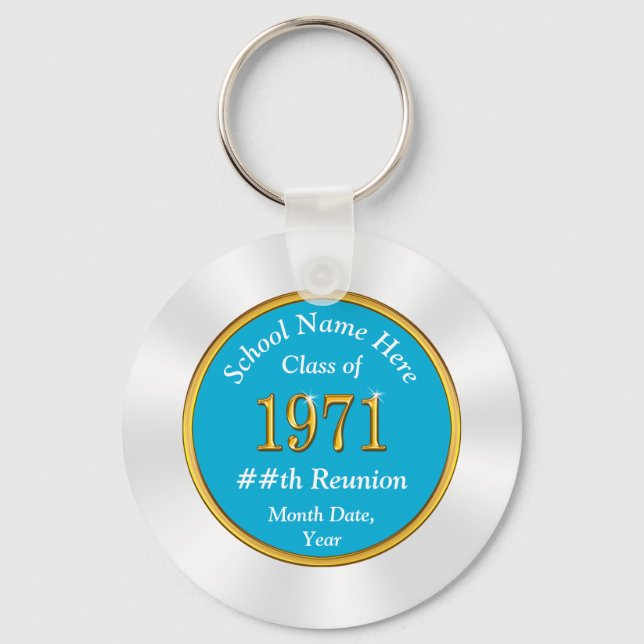 Turquoise White Gold, Class of 1971 Reunion Favors Keychain (Front)