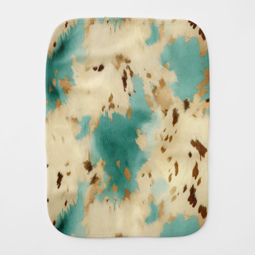 Turquoise White Gold Cowhide Baby Burp Cloth