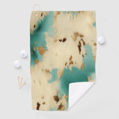 Turquoise White Gold Cowhide Golf Towel