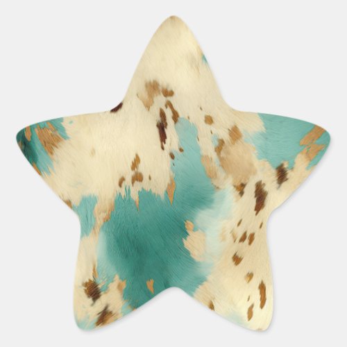 Turquoise White Gold Cowhide Star Sticker