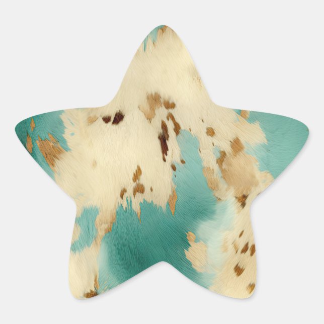 Turquoise White Gold Cowhide Star Sticker (Front)