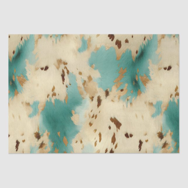 Turquoise White Gold Cowhide Tissue Paper (Front)