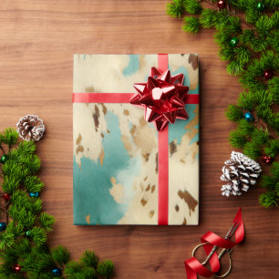 Turquoise White Gold Cowhide Wrapping Paper