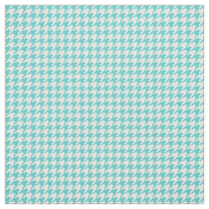 Turquoise White Houndstooth Pattern Fabric