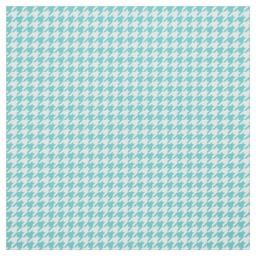 Turquoise White Houndstooth Pattern Fabric