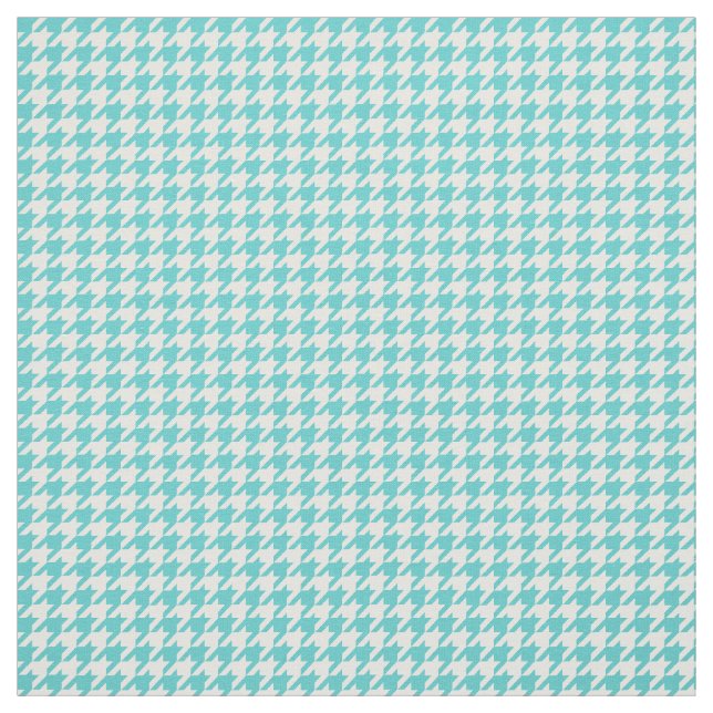 Turquoise White Houndstooth Pattern Fabric (Swatch)