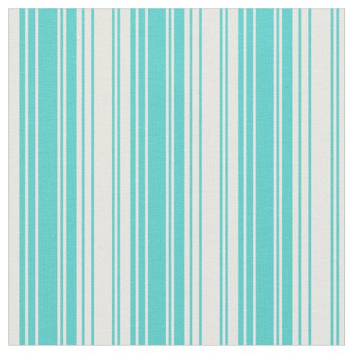 Turquoise & White Lines/Stripes Pattern Fabric