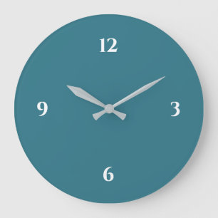Turquoise & White Minimalist Large Clock