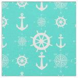 Turquoise White Nautical Coastal Boating Fabric