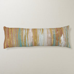 Turquoise, White, Red Ochre and Gold Abstract Body Pillow