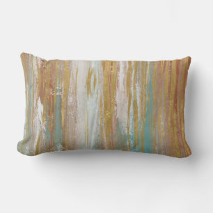 Turquoise, White, Red Ochre and Gold Abstract Lumbar Pillow