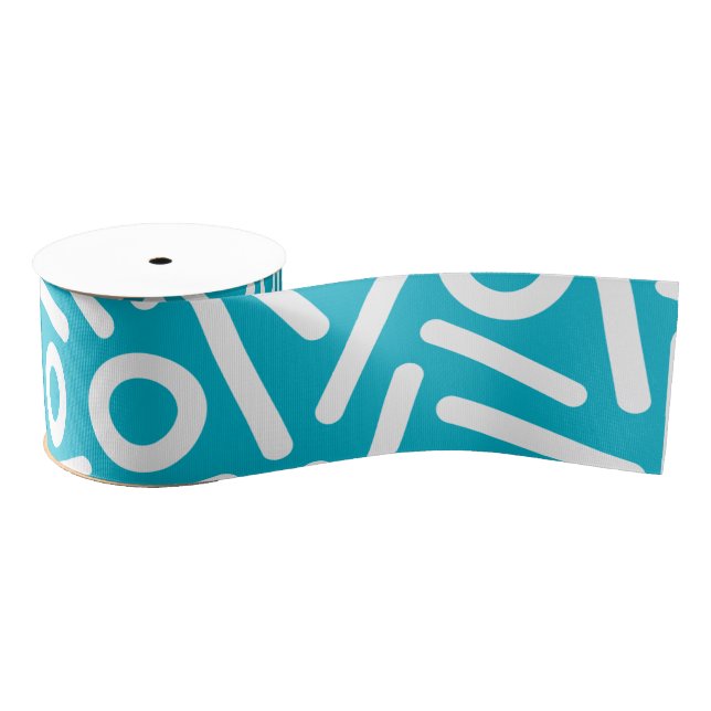 Turquoise white seamlses monogram Pattern ribbon (Spool)