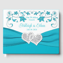 Turquoise, White, Silver Love Hearts Wedding