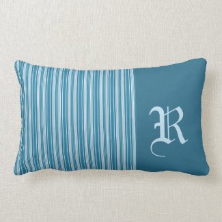 Turquoise &amp; White Stripe with Monogrammed Initial Pillows