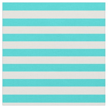 Turquoise & White Striped Fabric by StripyStripes at Zazzle