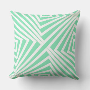 Turquoise & White, Striped Pattern - Throw Pillow