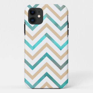 Turquoise White Tan Chevron iPhone 11 Case