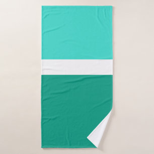 Turquoise White Teal Color Block Style Design Bath Towel