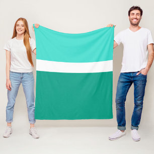 Turquoise White Teal Color Block Style Design  Fleece Blanket