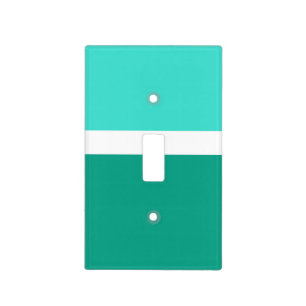 Turquoise White Teal Color Block Style Design Light Switch Cover