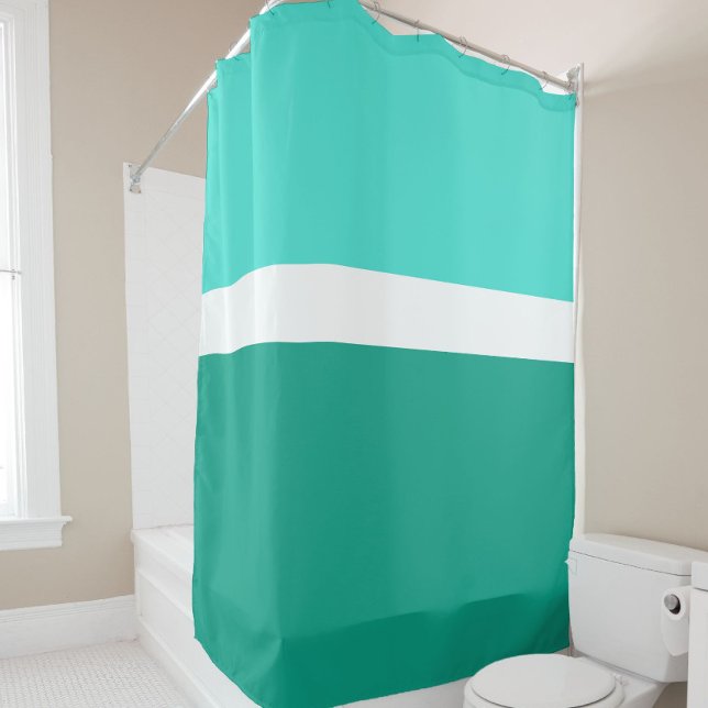 Turquoise White Teal Color Block Style Design  Shower Curtain (Creator Uploaded)
