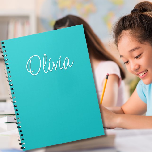 Turquoise White Teal Personalized Notebook (Creator Uploaded)